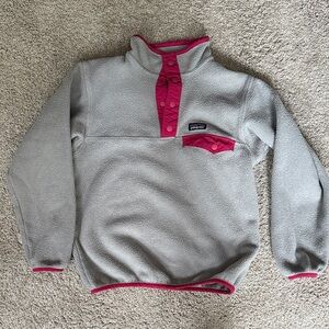 Patagonia Gray Fleece Sweater with Pink Accents
